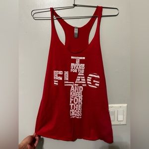 “I Stand For the Flag & Kneel For The Cross” Razorback Tank Top